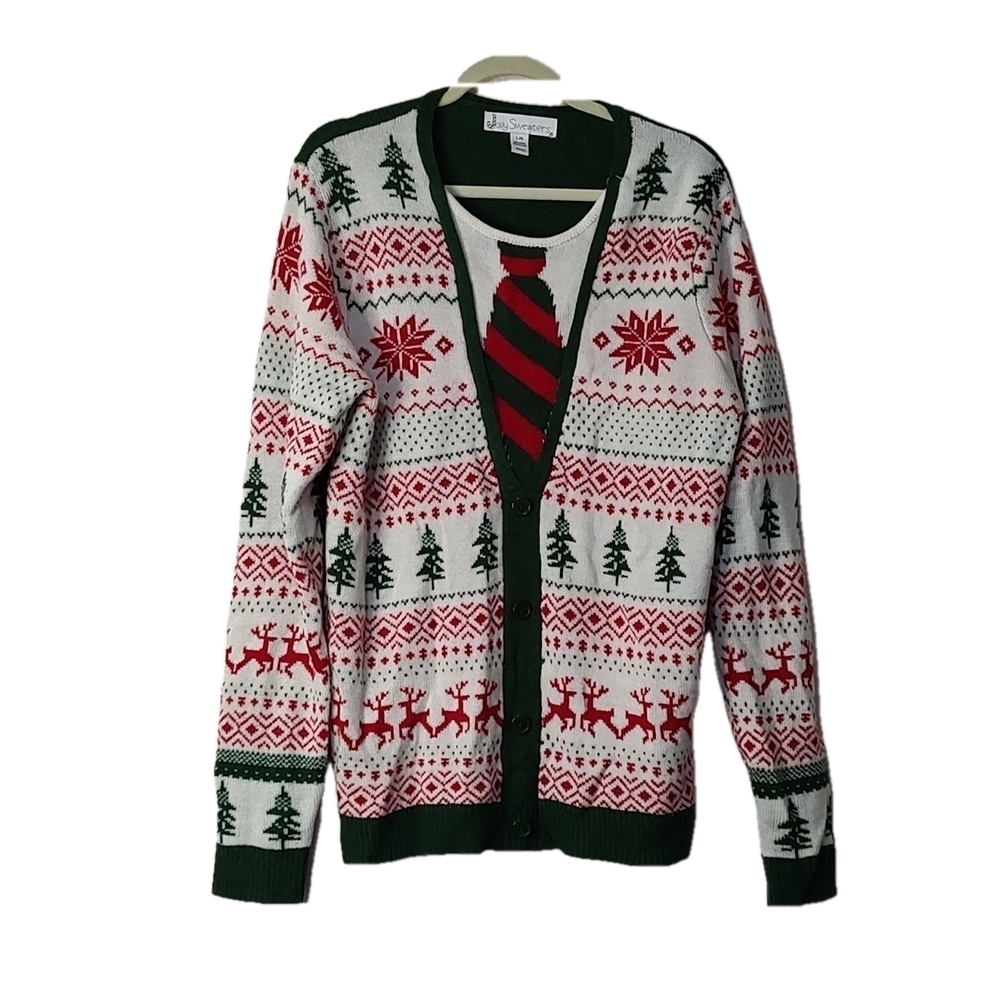 Jolly Sweaters Faux Necktie Sweater Size L
